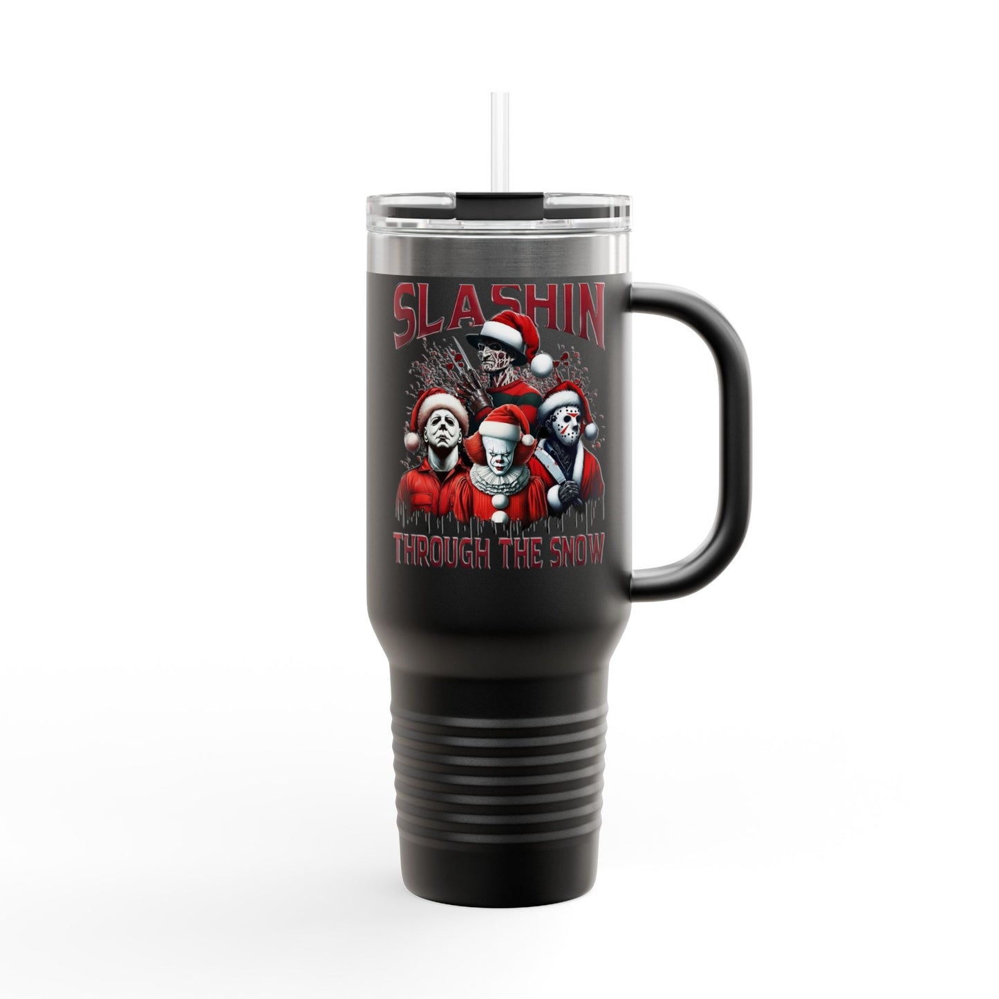 Travel Mug  "Slashin' Through the Snow" 40oz Insulated Christmas Tumbler Printify