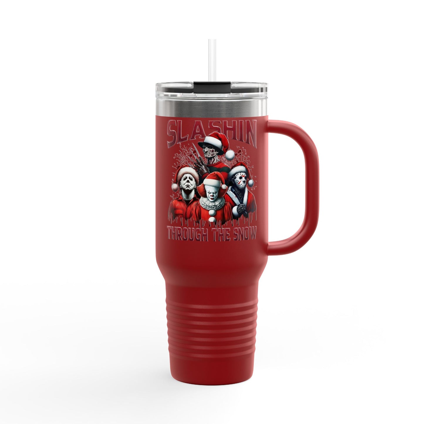 Travel Mug  "Slashin' Through the Snow" 40oz Insulated Christmas Tumbler Printify