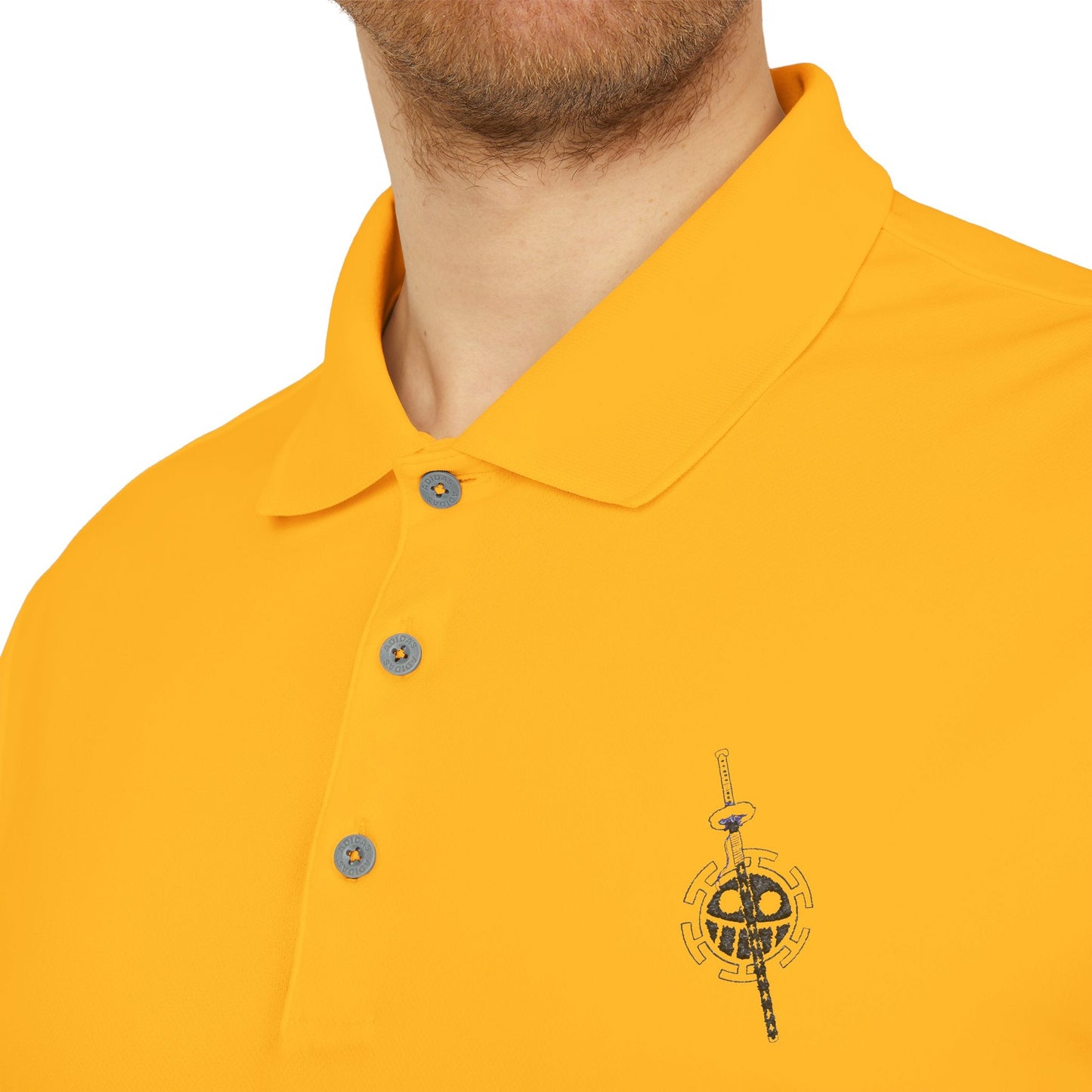Polo Adidas® Brodé - Emblème Heart Pirate Trafalgar Law, Streetwear Minimaliste Manga, Cadeau Unisexe One Piece Printify