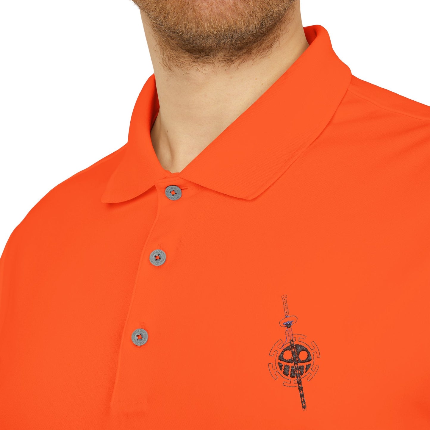 Polo Adidas® Brodé - Emblème Heart Pirate Trafalgar Law, Streetwear Minimaliste Manga, Cadeau Unisexe One Piece Printify