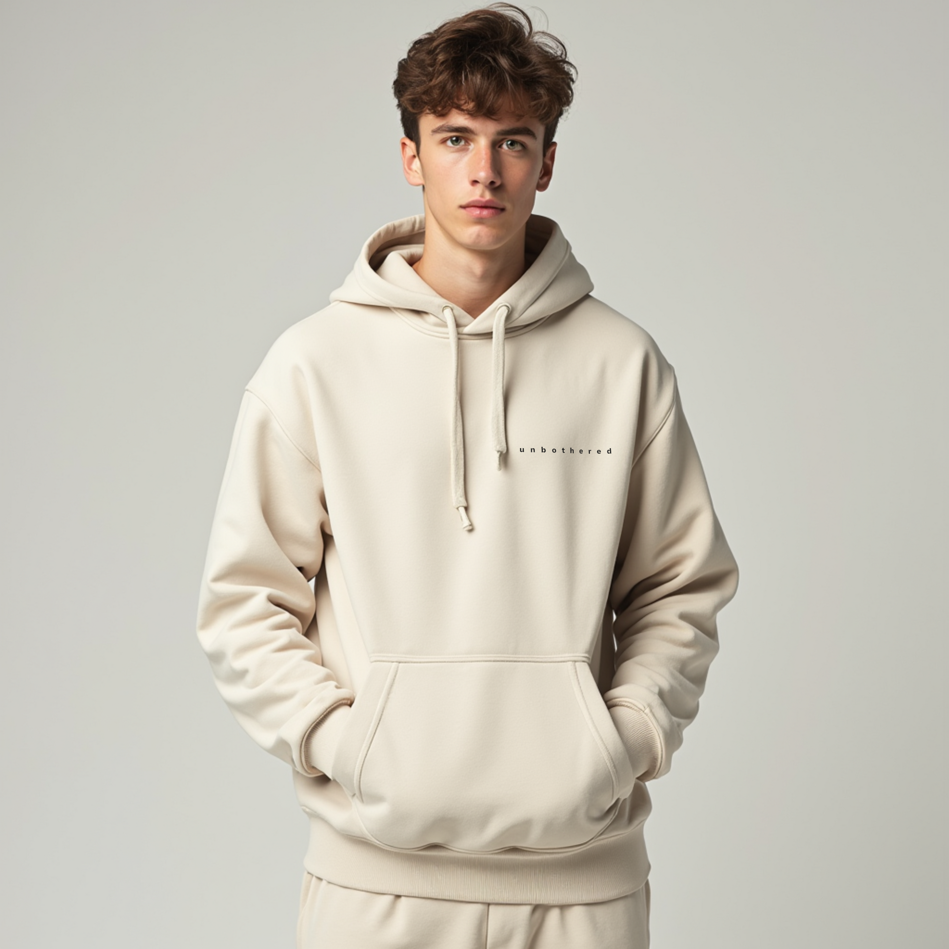 UNBOTHERED Essential Hoodie – Coupe intemporelle, confort quotidien, minimalisme affirmé Printify
