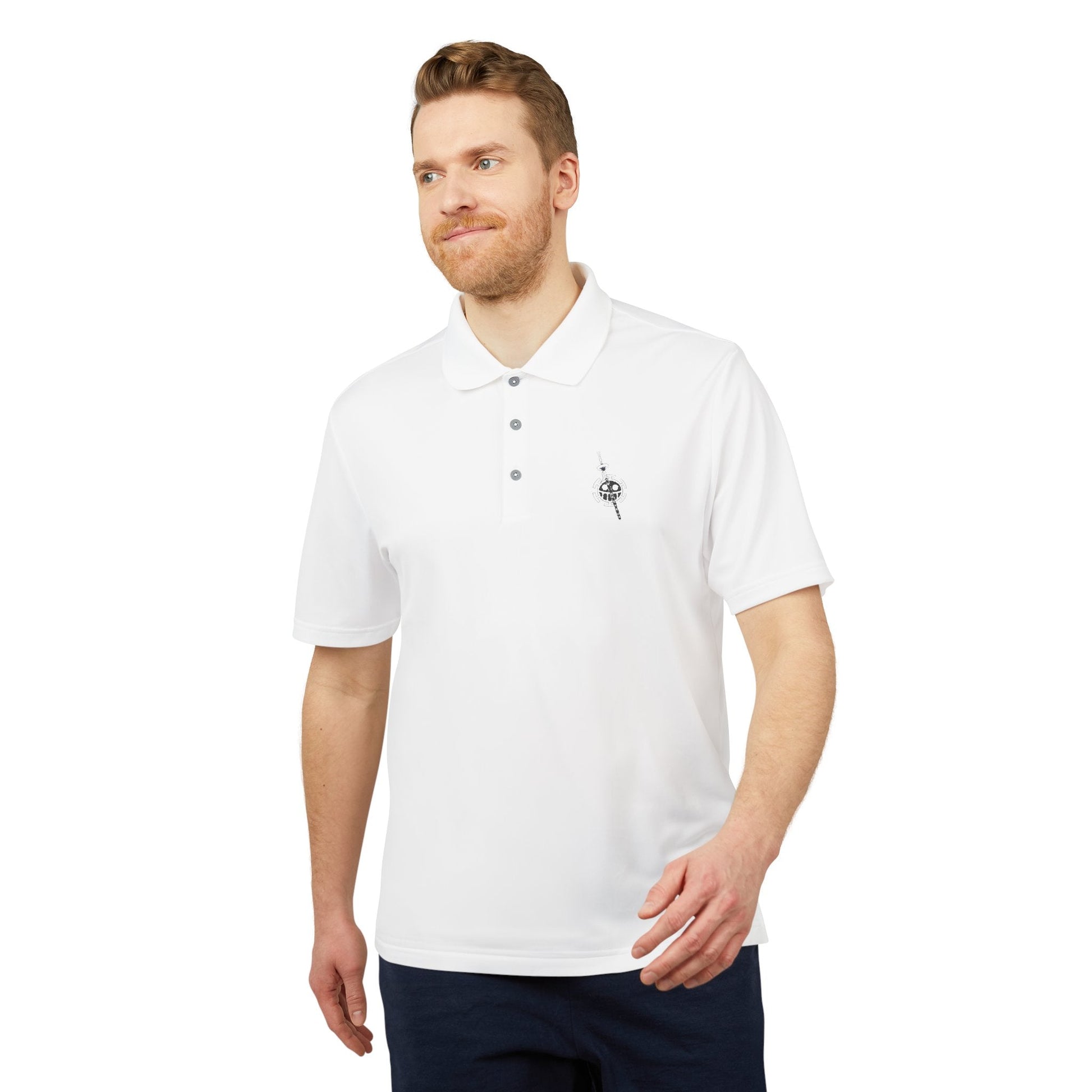 Polo Adidas® Brodé - Emblème Heart Pirate Trafalgar Law, Streetwear Minimaliste Manga, Cadeau Unisexe One Piece Printify