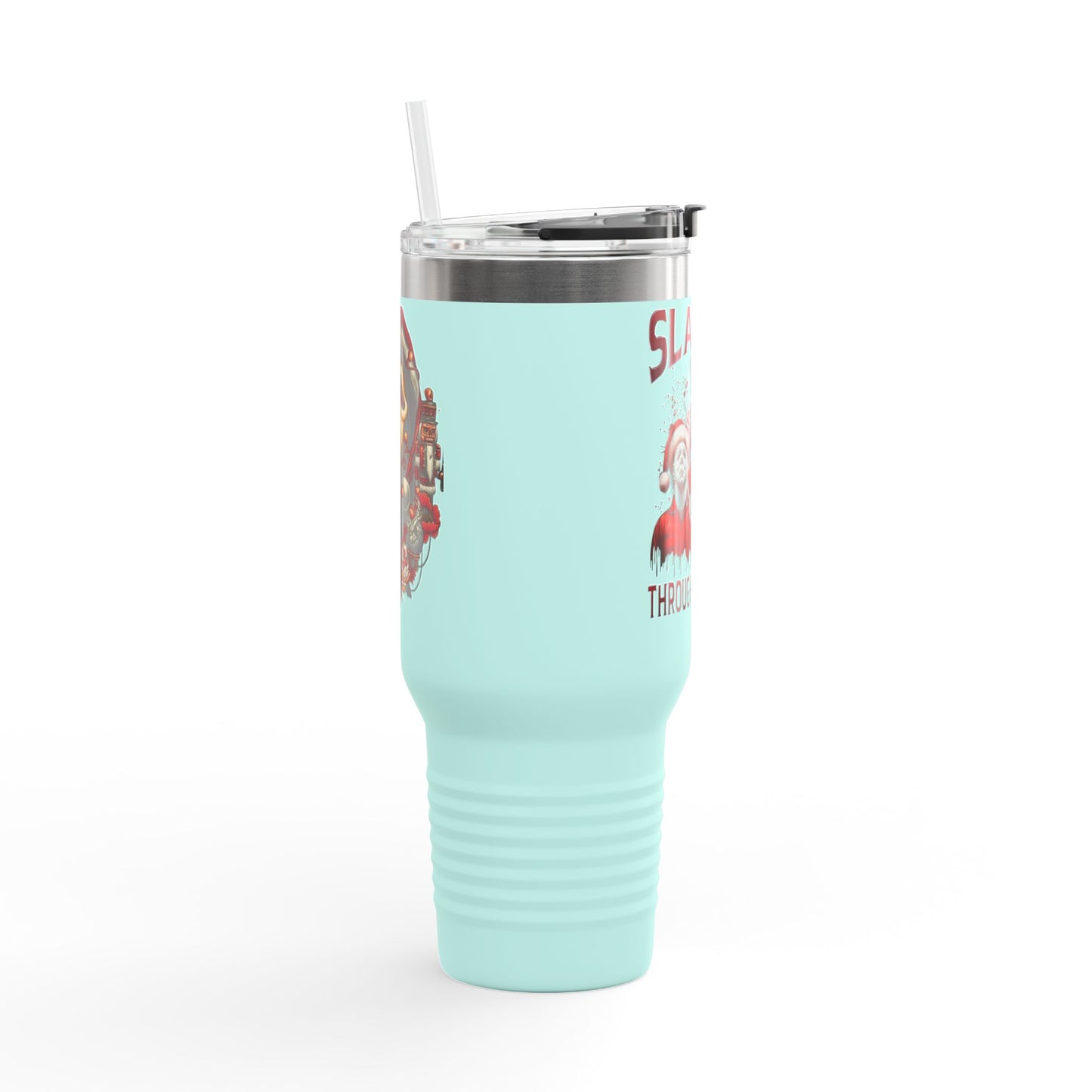 Travel Mug  "Slashin' Through the Snow" 40oz Insulated Christmas Tumbler Printify