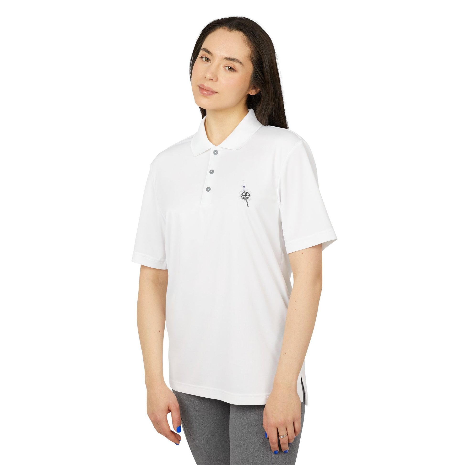 Polo Adidas® Brodé - Emblème Heart Pirate Trafalgar Law, Streetwear Minimaliste Manga, Cadeau Unisexe One Piece Printify
