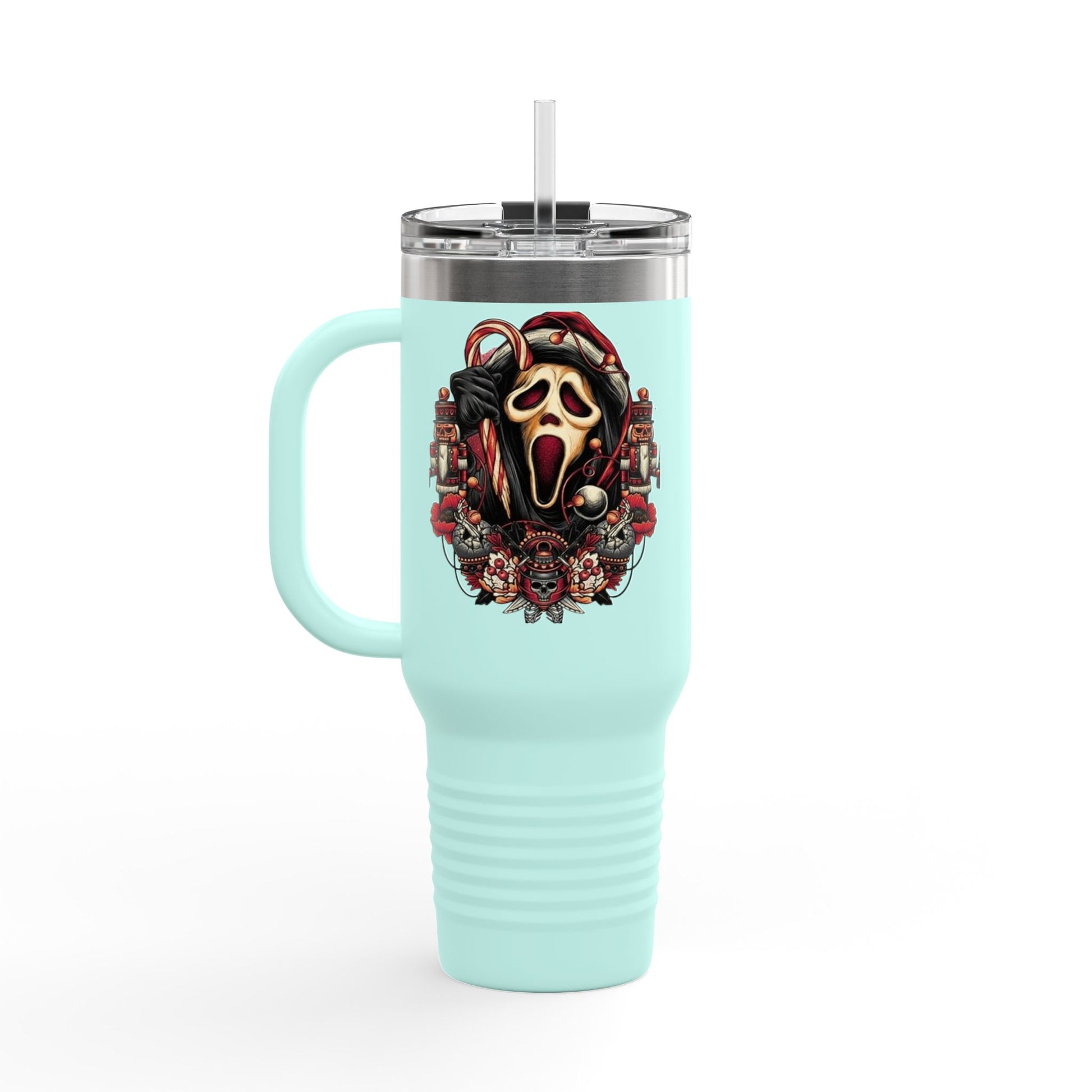 Travel Mug  "Slashin' Through the Snow" 40oz Insulated Christmas Tumbler Printify